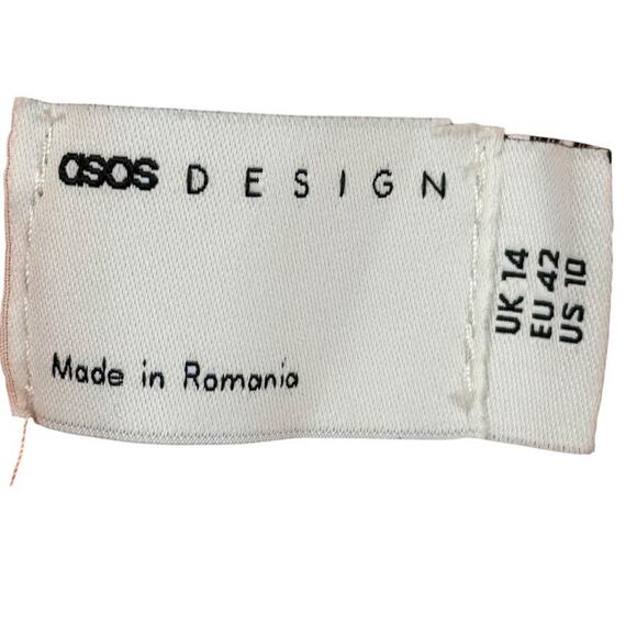 Asos Design Womens Orange Ruched Off The Shoulder Puff Sleeve Sheath Dress sz 10 - Picture 16 of 16